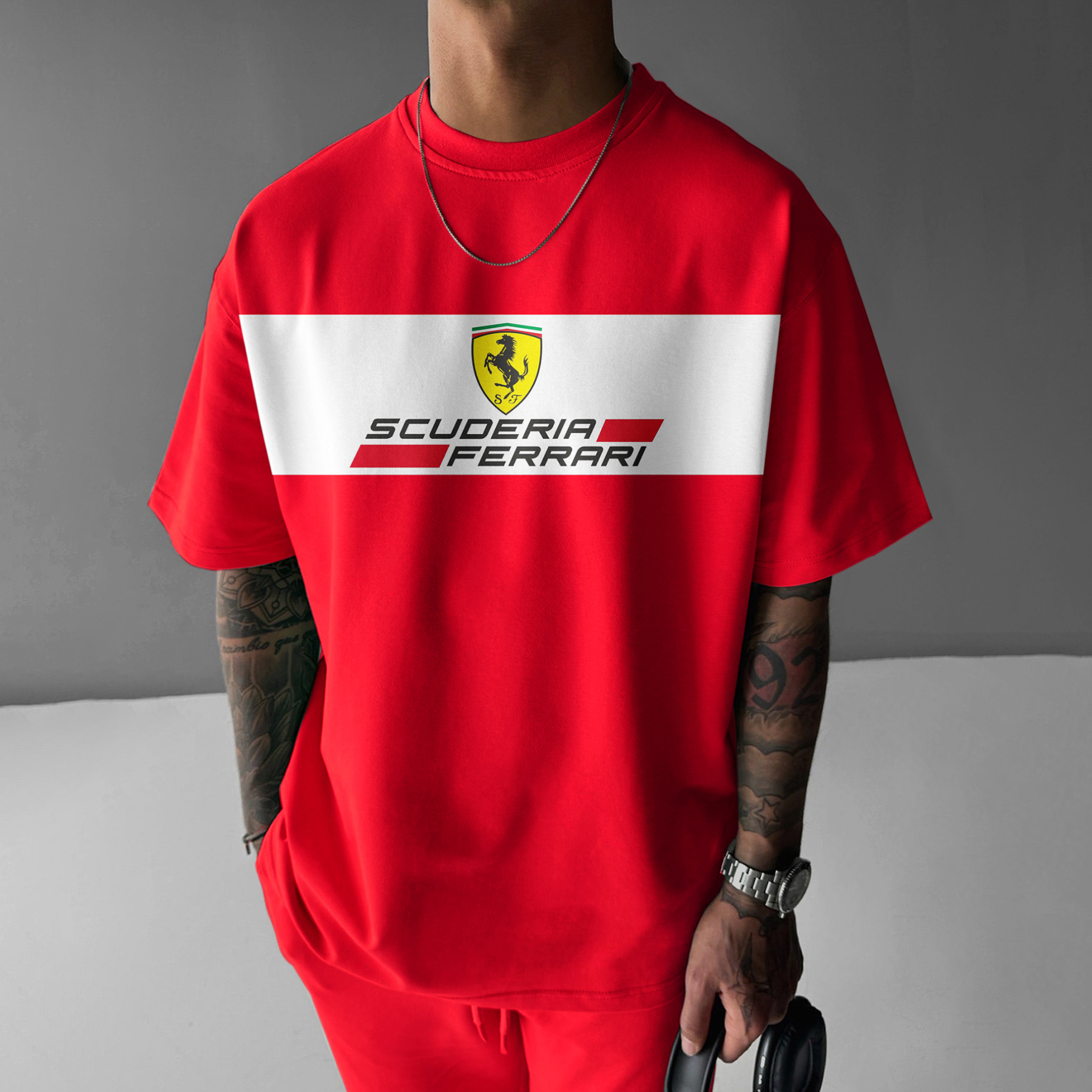 Unisex Casual Racing Print T-Shirt