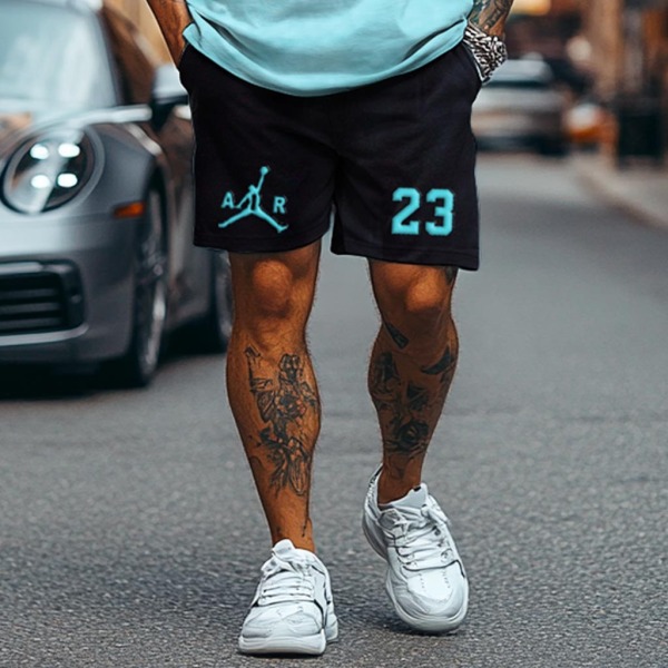 Unisex Basketball Black and Teal Gradient Print Streetwear Tank Top and Shorts Set