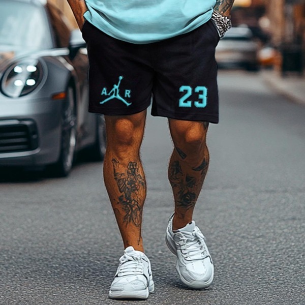 Unisex Basketball Black and Teal Gradient Print Streetwear Tank Top and Shorts Set