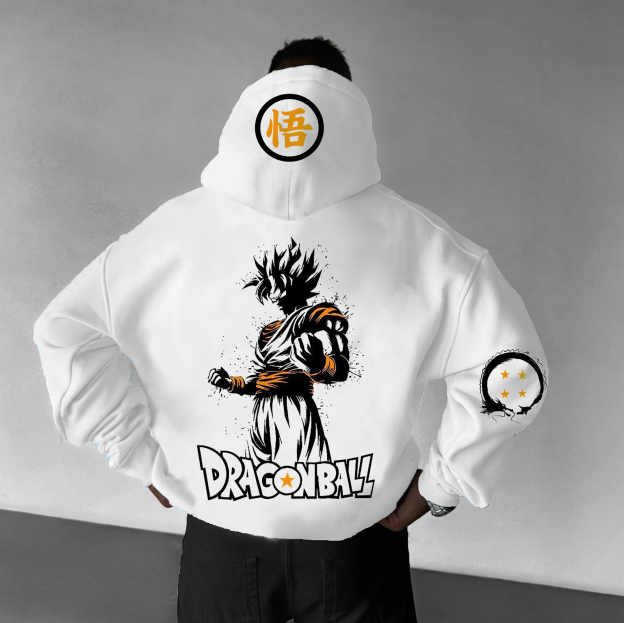 Unisex Anime Print Embroidered Casual Oversized Hoodie
