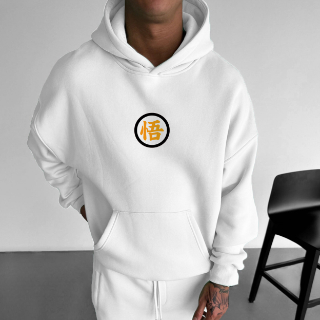 Unisex Anime Print Embroidered Casual Oversized Hoodie