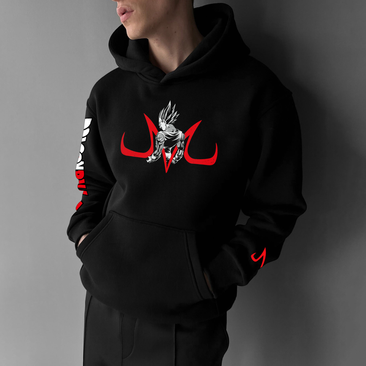 Unisex Anime Print Embroidered Casual Oversized Hoodie