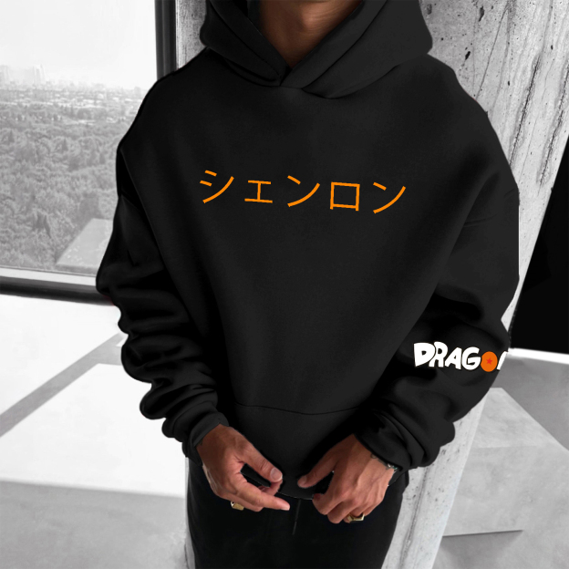 Unisex Anime Print Embroidered Casual Oversized Hoodie