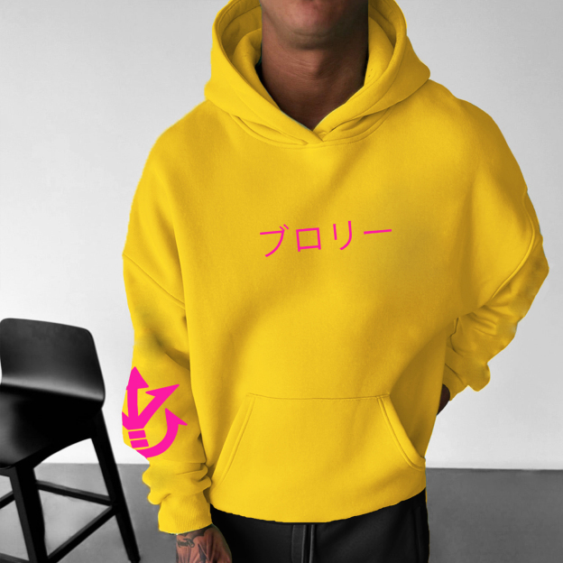 Unisex Anime Print Embroidered Casual Oversized Hoodie