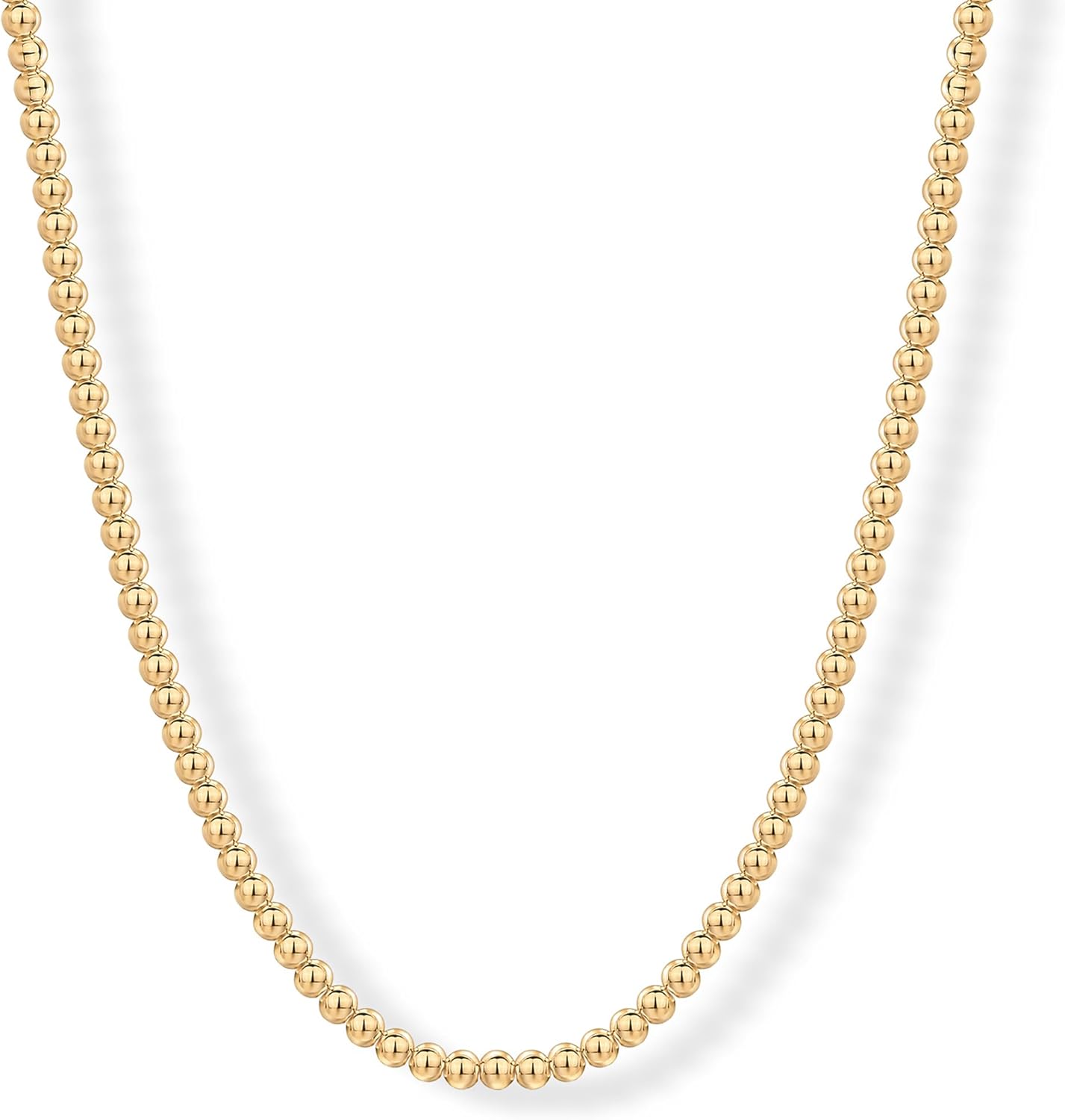14K Gold Bead Chain Necklace – Minimal Elegance, Timeless Shine