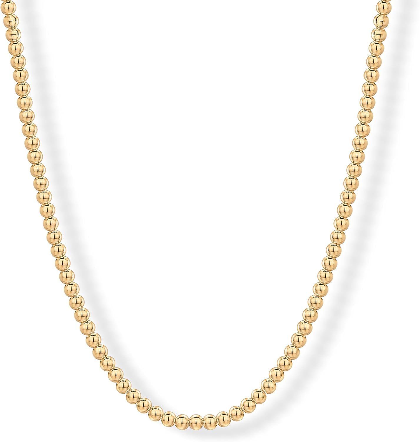 14K Gold Bead Chain Necklace – Minimal Elegance, Timeless Shine