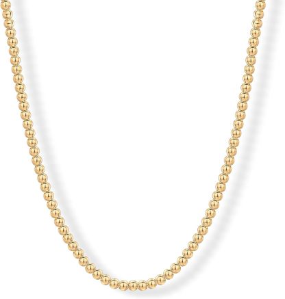 14K Gold Bead Chain Necklace – Minimal Elegance, Timeless Shine