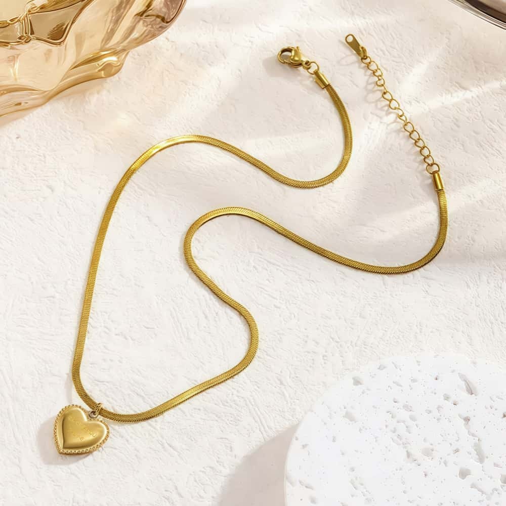 14K Gold 'Love You More' Heart Pendant 