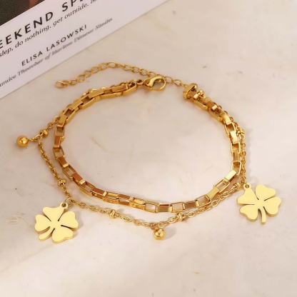 14K Gold Four-Leaf Clover Bracelet – A Symbol of Luck & Elegance