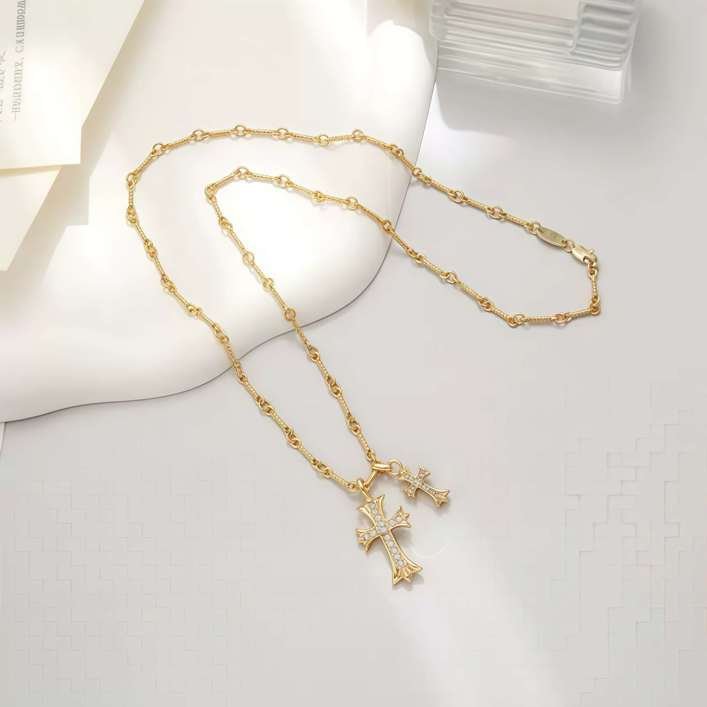 14K Gold Diamond-Embellished Faith Cross Necklace