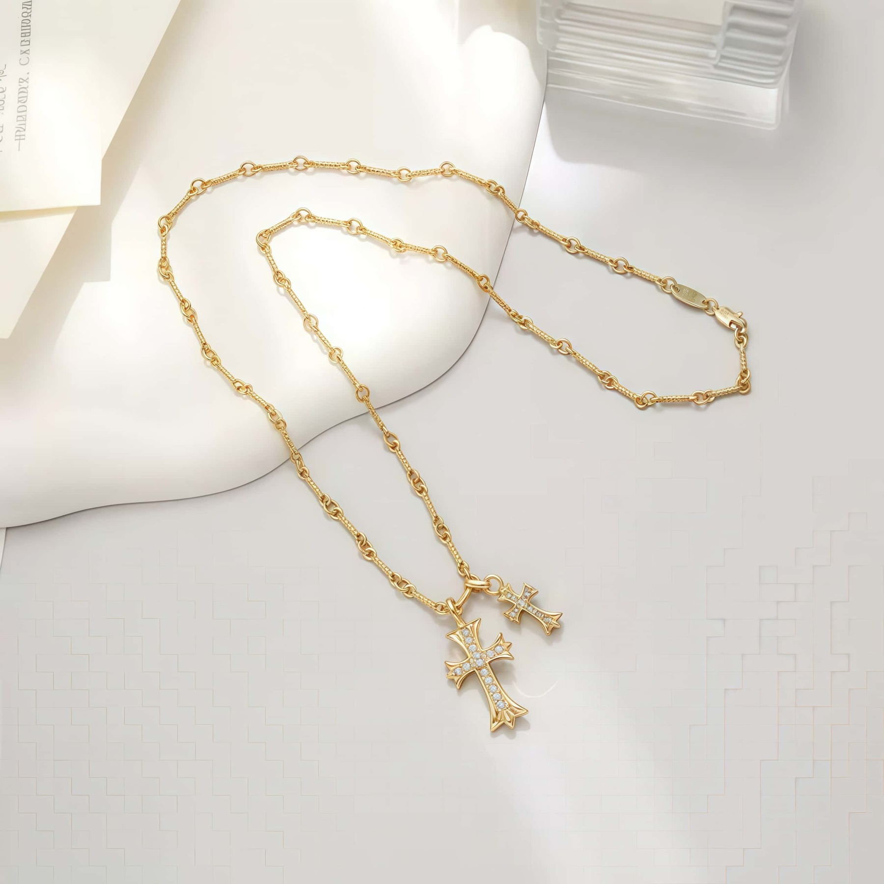 14K Gold Diamond-Embellished Faith Cross Necklace