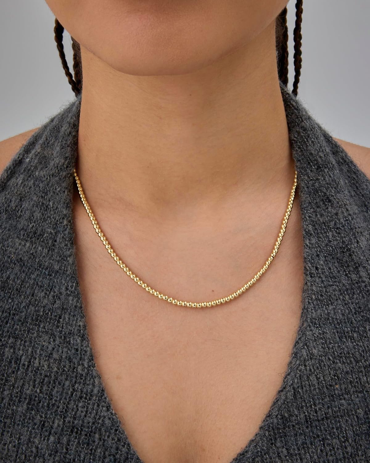 14K Gold Bead Chain Necklace – Minimal Elegance, Timeless Shine