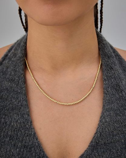 14K Gold Bead Chain Necklace – Minimal Elegance, Timeless Shine