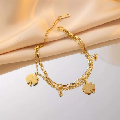 14K Gold Four-Leaf Clover Bracelet – A Symbol of Luck & Elegance