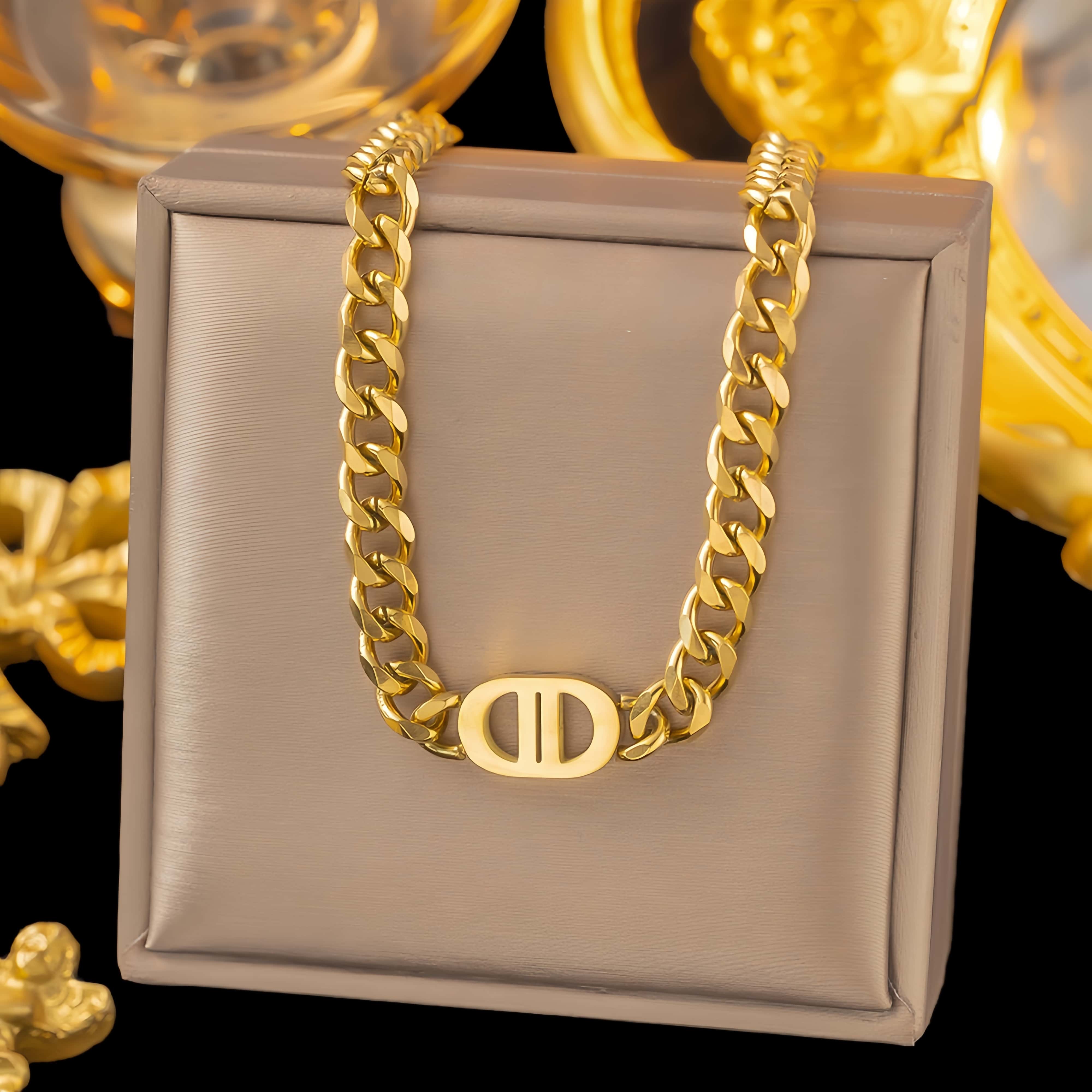 14K Double D Link Necklace – Iconic & Bold