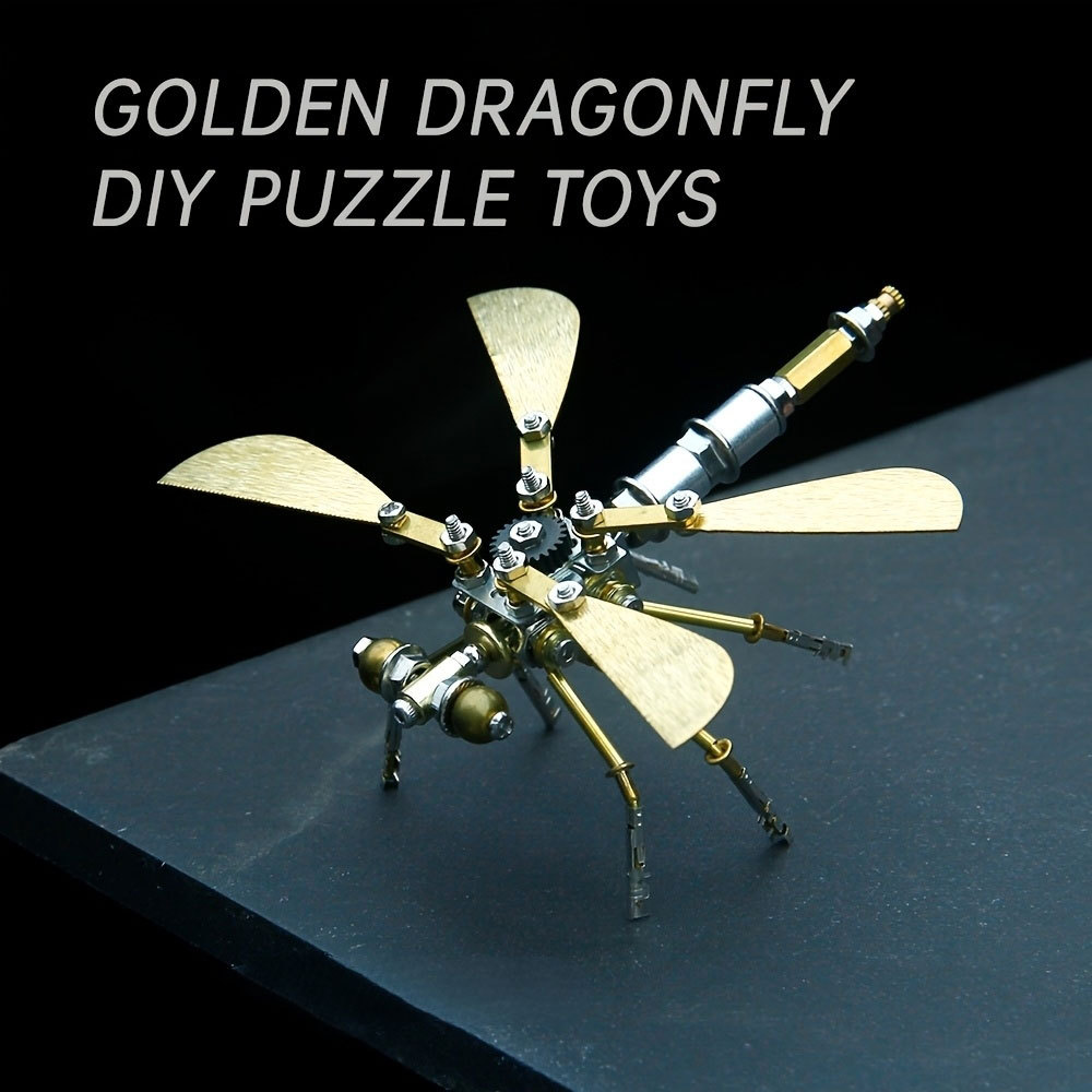 3D Metal Puzzle Golden Dragonfly DIY Toy
