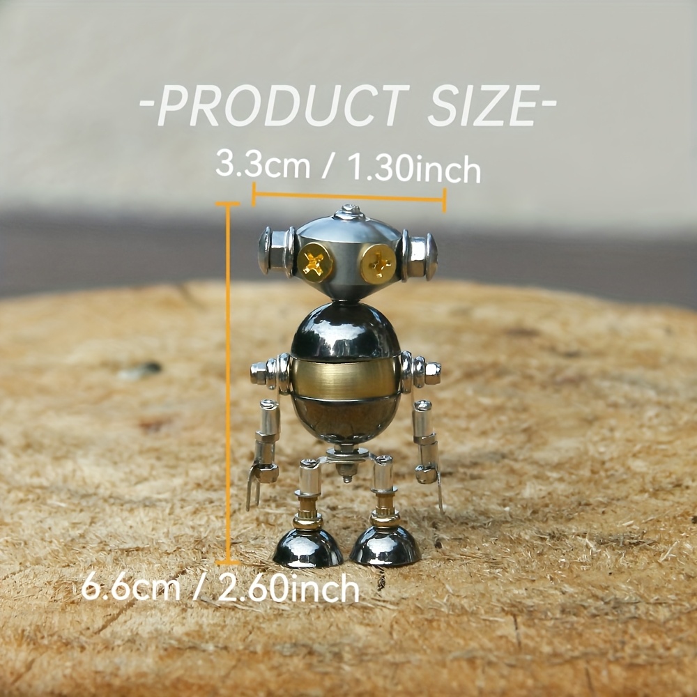 Silvery Grey Aluminum Alloy Robot Figurine Puzzle