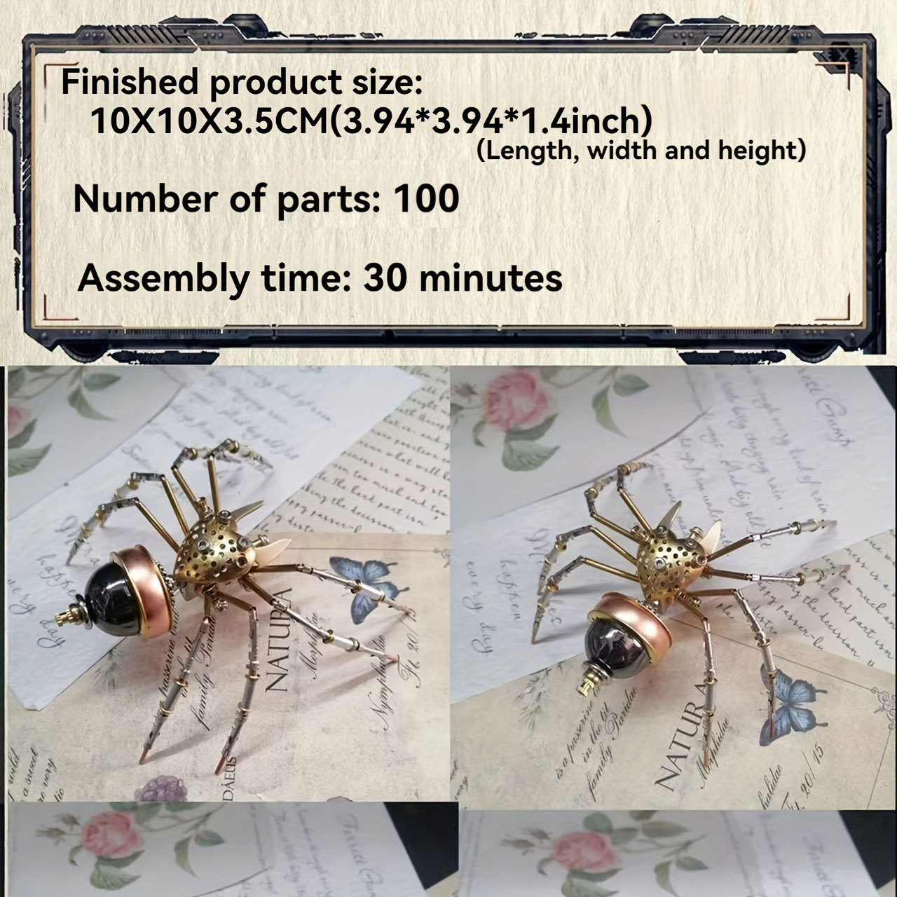 3D Metal Puzzle Mechanical Jumping Spider Steampunk