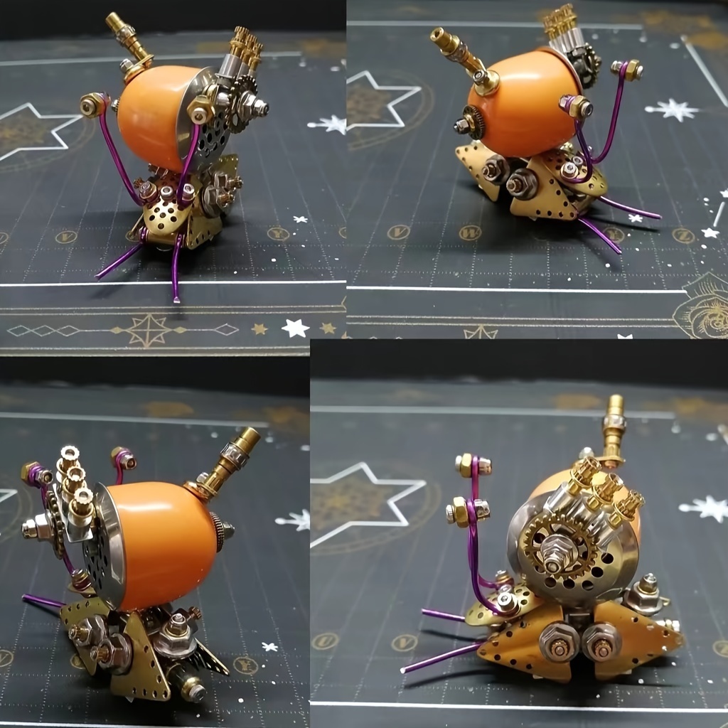 Orange DIY Steampunk Snail Metal Model Kit