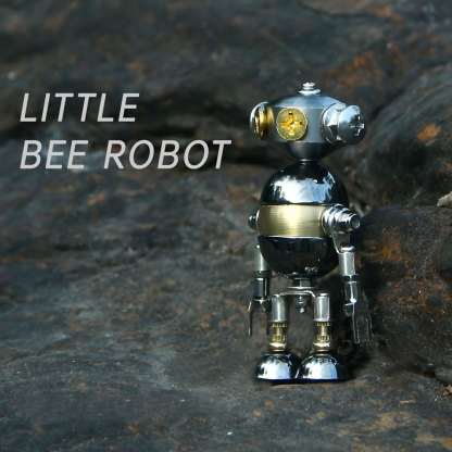 Silvery Grey Aluminum Alloy Robot Figurine Puzzle