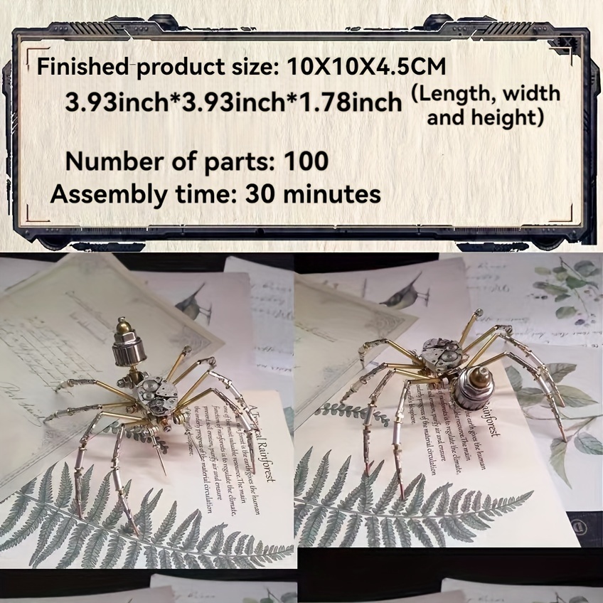 3D Metal Puzzle Spider Watch Movement DIY Kit
