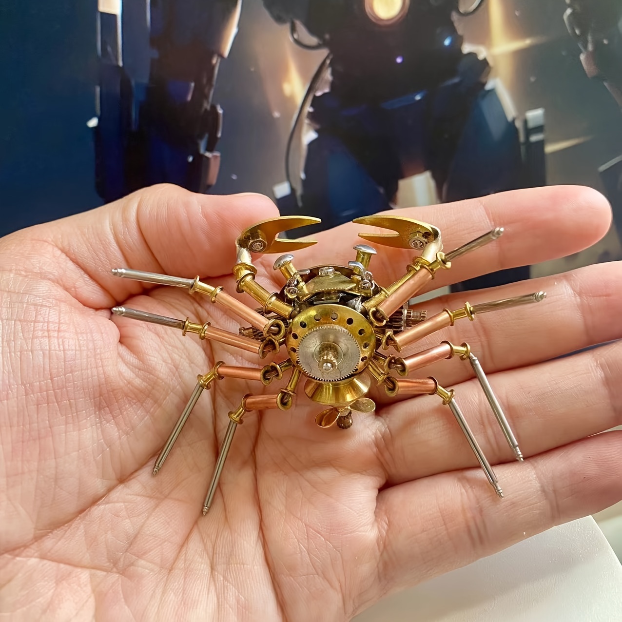 Handcrafted 3D Mechanical Crab Figurine Puzzle