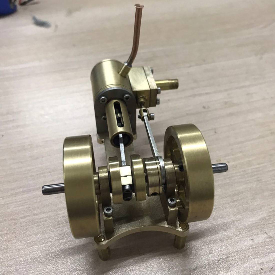 HelloWorld7-Tractor Head Shape Double Flywheel Steam Engine Model Without Boiler