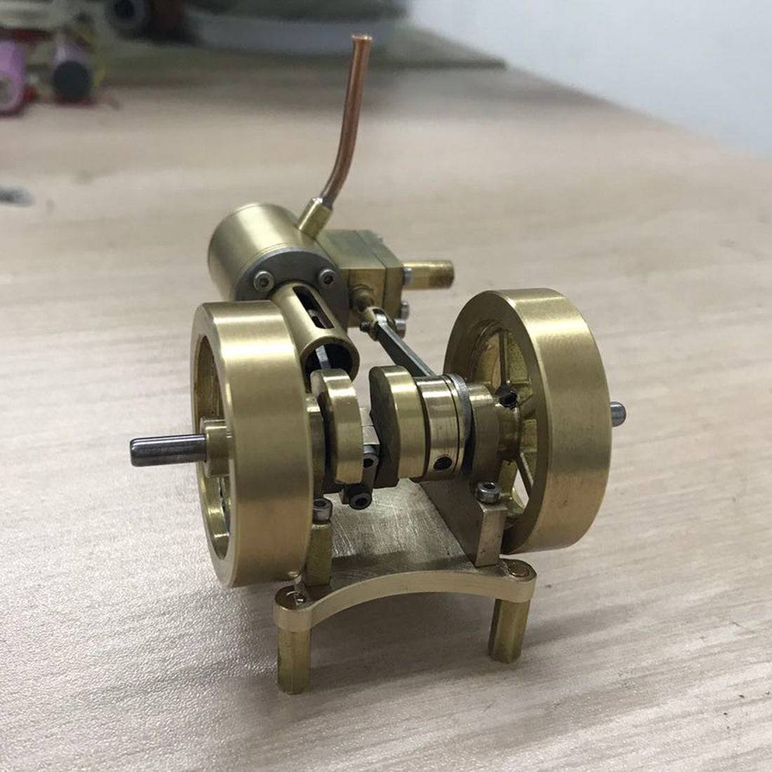 HelloWorld7-Tractor Head Shape Double Flywheel Steam Engine Model Without Boiler