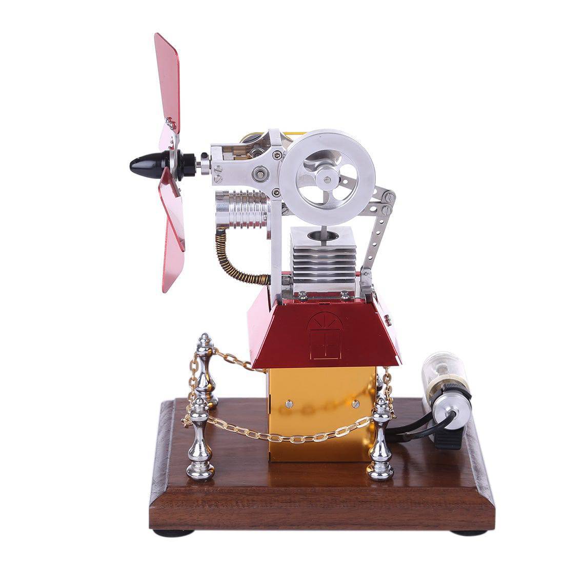 HelloWorld7-Stirling Engine Model Windmill Fan Cabin Shape Creative External Combustion Engine Kit