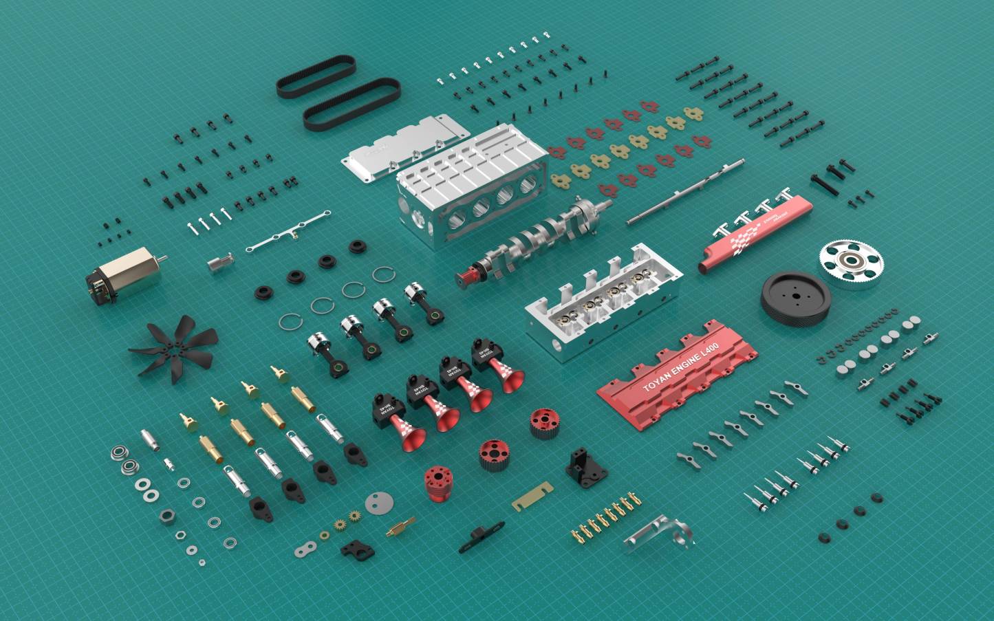 TOYAN FS-L400 14cc Inline 4 Cylinder 4 Stroke Nitro Engine DIY Assembly Kit-helloworld7