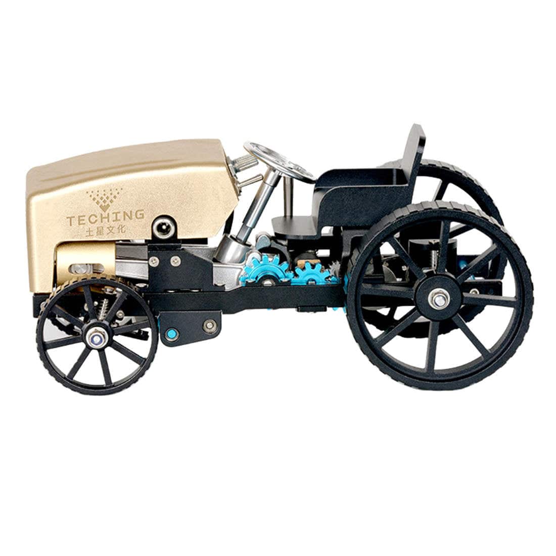 HelloWorld7-Teching Creative All-metal Retro Car Model High Challenge Assembled Electric Model Kit