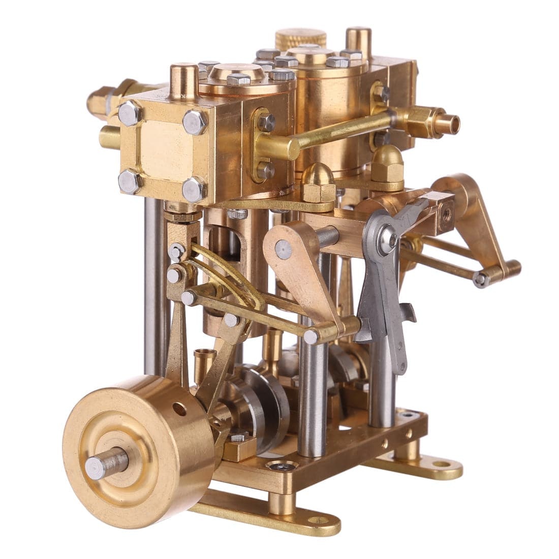 HelloWorld7-Two Cylinder Reciprocating Steam Engine Model Mini Brass Double Cylinder Reciprocating Engine Model-helloworld7