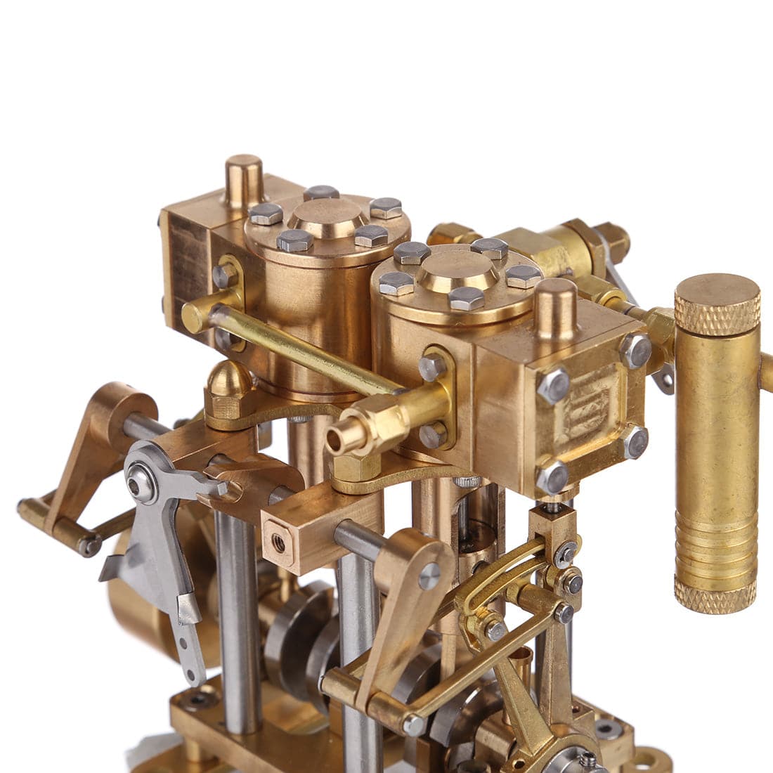 Mini Brass Double Cylinder Reciprocating Steam Engine Model Marine Power Physics Toy-helloworld7
