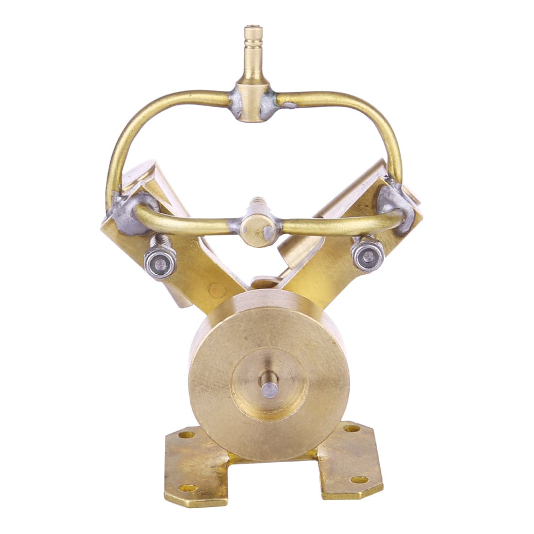 HelloWorld7-Mini Steam Engine Model V-shape Pure Copper Double Cylinder Engine Kit Creative Gift