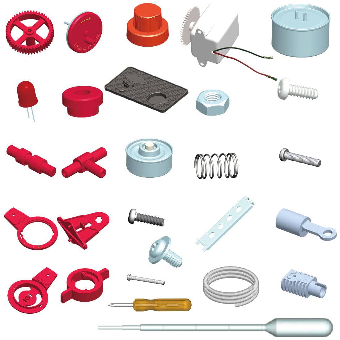 HelloWorld7-Twin Live Steam Engine Model Kit + led generator learning equipment