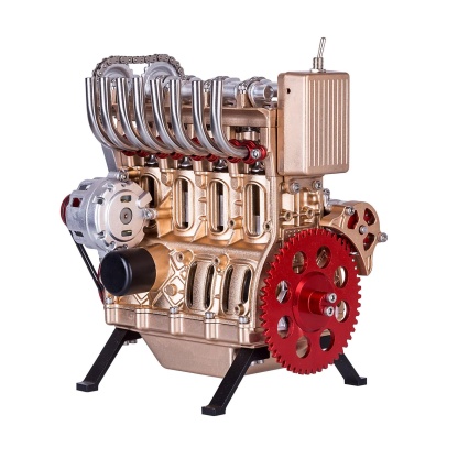 Teching DM13-L4-T Metal Inline 4-Cylinder Engine Model Kit – Luxury Gold/Red DIY STEM Gift-helloworld7