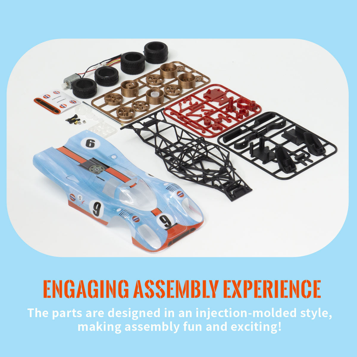 DIY RC Car Kit 1/28 Scale Le Mans Style Race Car to Build Complete Assembly Project with Rechargeable Controller-helloworld7