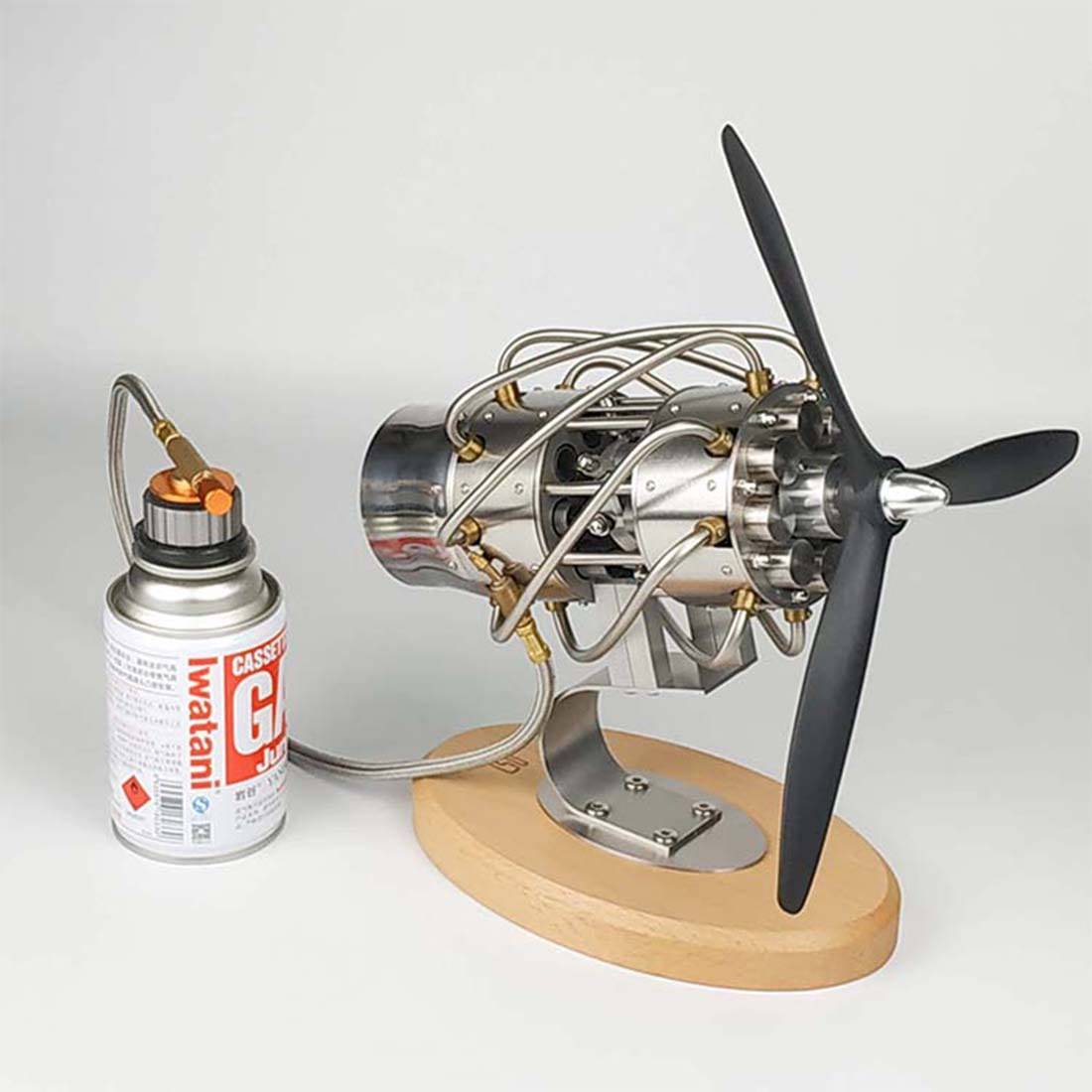 16 Cylinder Swash Plate Stirling Engine Model Metal Butane Powered Physics Art-helloworld7