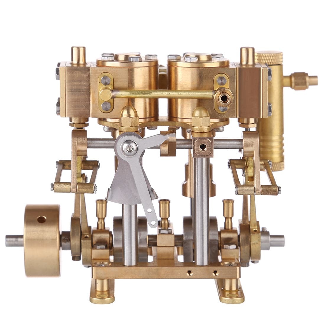 HelloWorld7-Two Cylinder Reciprocating Steam Engine Model Mini Brass Double Cylinder Reciprocating Engine Model-helloworld7