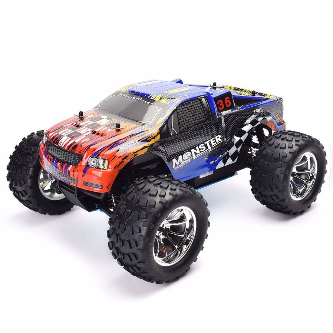 HelloWorld7-HSP 94188 1/10 RC Remote Control Nitro Gas Powered Monster Truck 4WD W/VX18 Engine