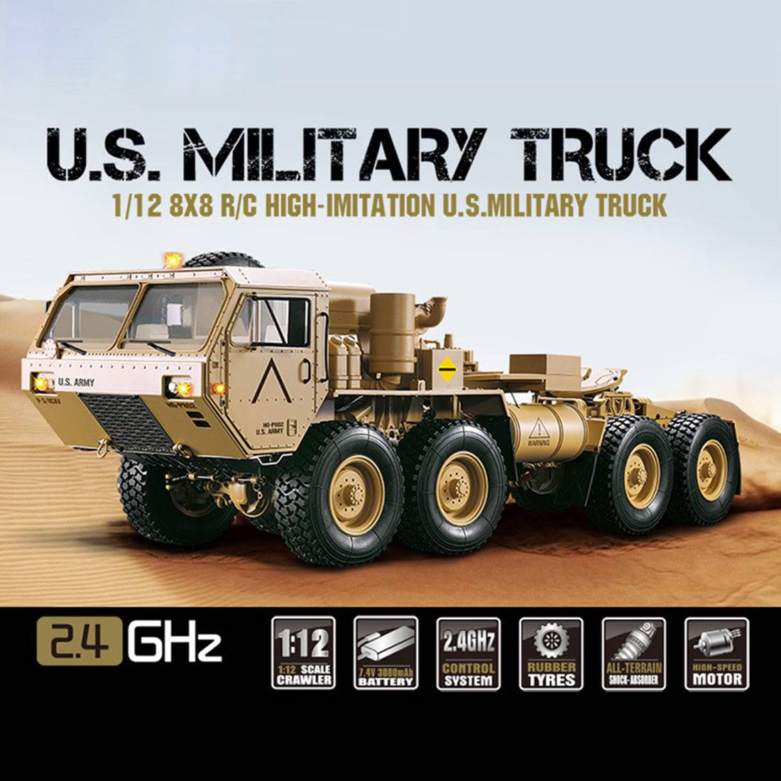 HG 1/12 Scale 8x8 RC Military Truck All-Terrain Off-Road Vehicle KIT