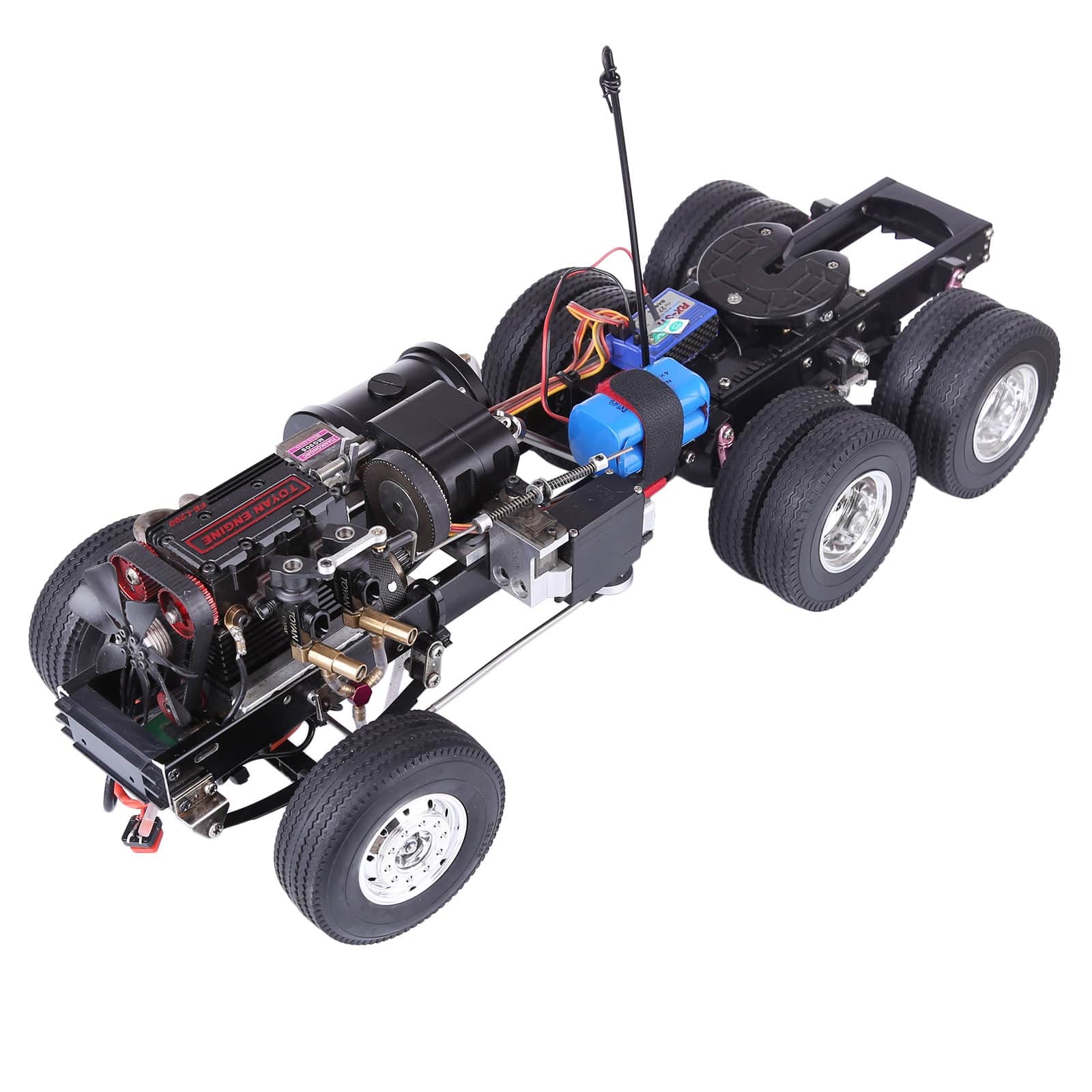 1/14 Scale RC Tractor Truck 6x4 3-Axle Assembly Kit with TOYAN FS-L200 Twin-Cylinder Nitro Engine