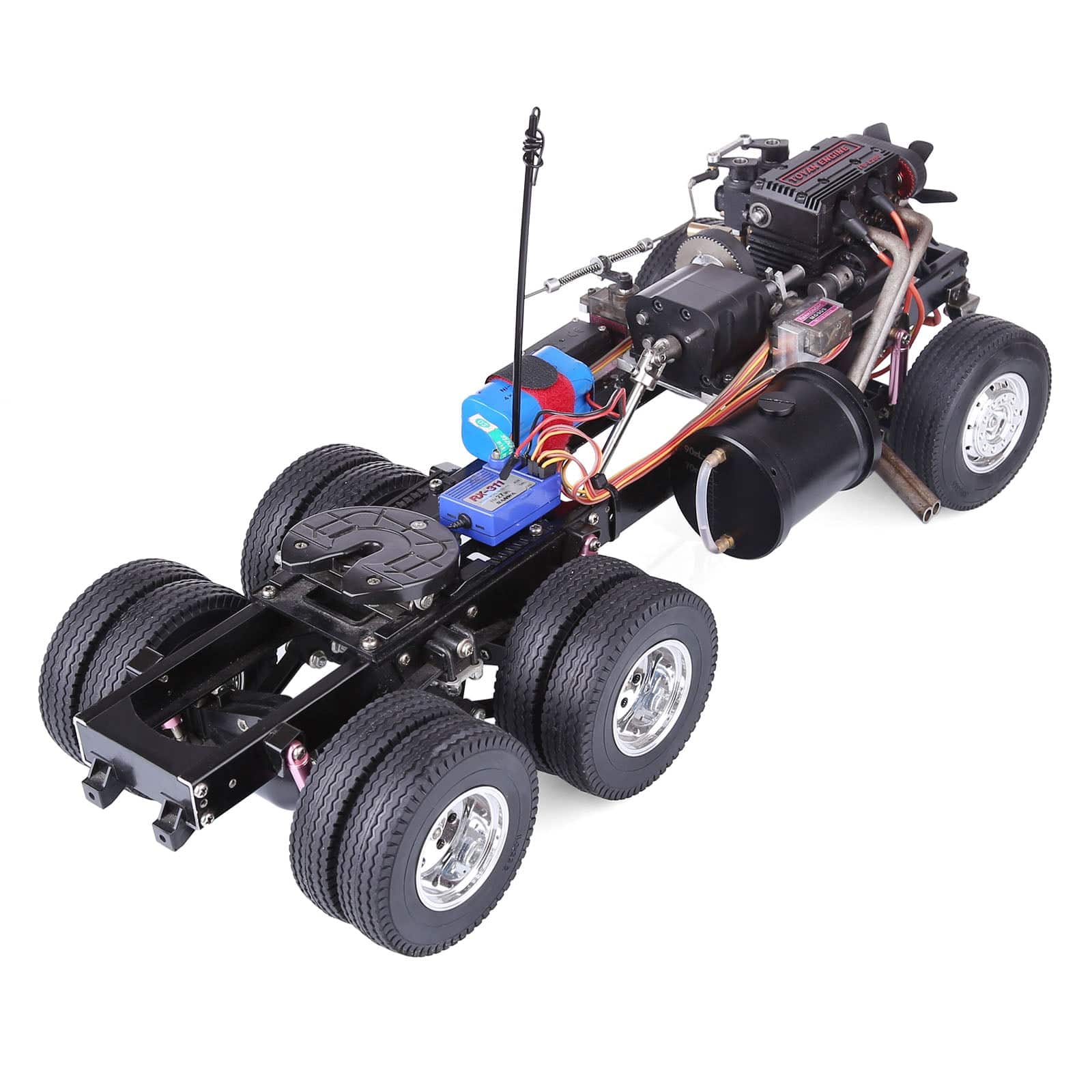 1/14 Scale RC Tractor Truck 6x4 3-Axle Assembly Kit with TOYAN FS-L200 Twin-Cylinder Nitro Engine
