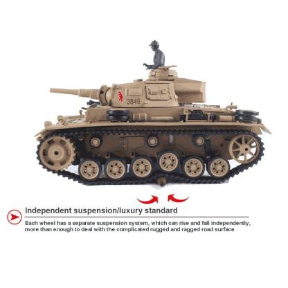 1/16 Scale German Panzer III H RC Tank Metal Ultimate Edition 6.0 System Smoke Sound-helloworld7