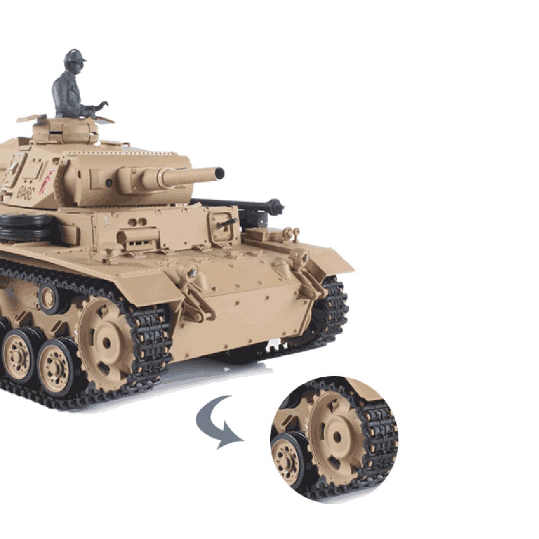 1/16 Scale German Panzer III H RC Tank Metal Ultimate Edition 6.0 System Smoke Sound-helloworld7