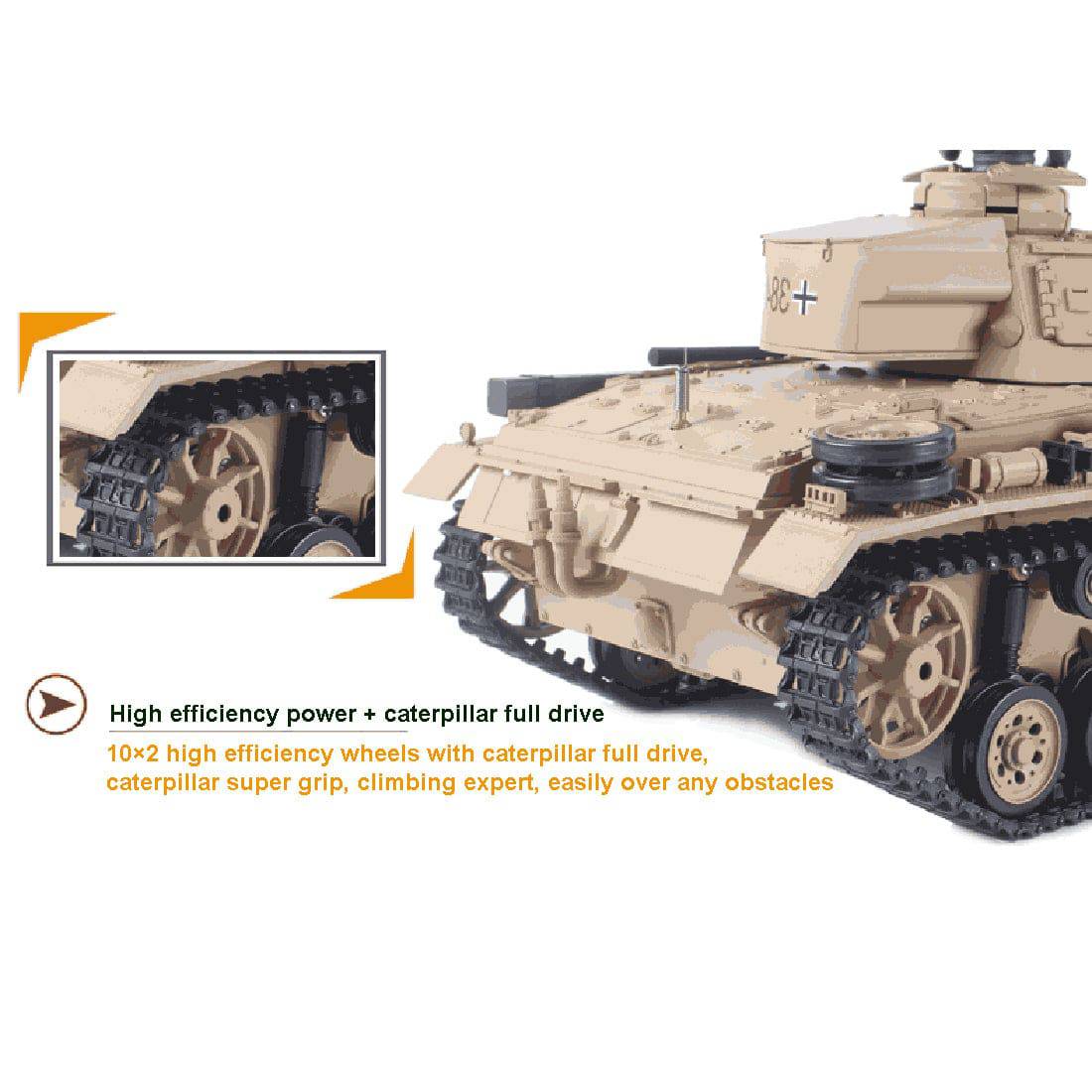 1/16 Scale German Panzer III H RC Tank Metal Ultimate Edition 6.0 System Smoke Sound-helloworld7