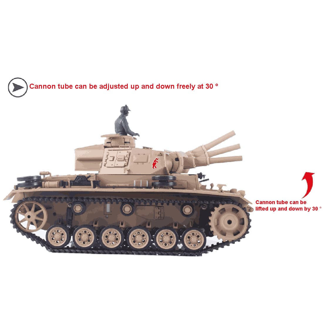 1/16 Scale German Panzer III H RC Tank Metal Ultimate Edition 6.0 System Smoke Sound-helloworld7