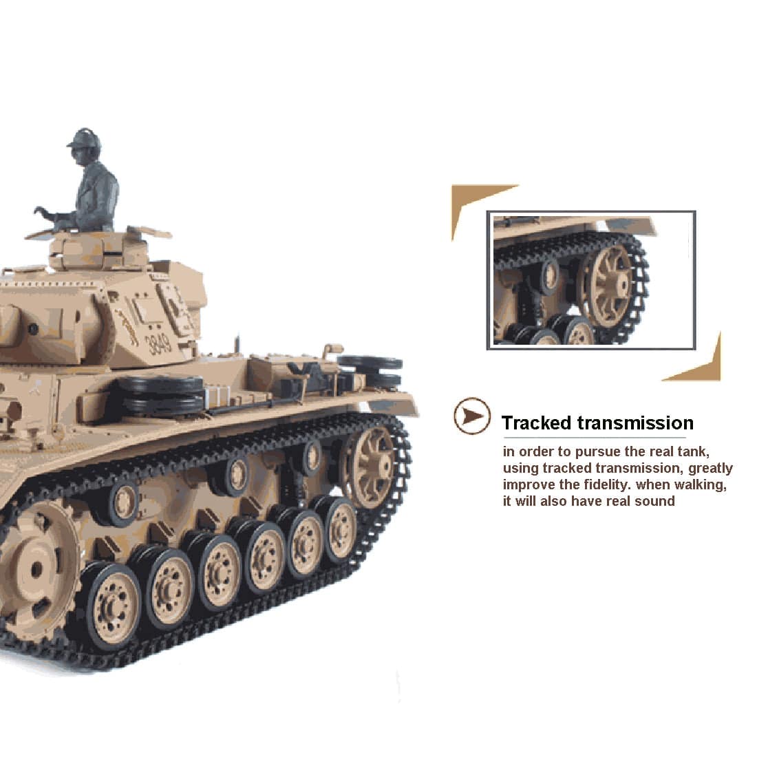 1/16 Scale German Panzer III H RC Tank Metal Ultimate Edition 6.0 System Smoke Sound-helloworld7