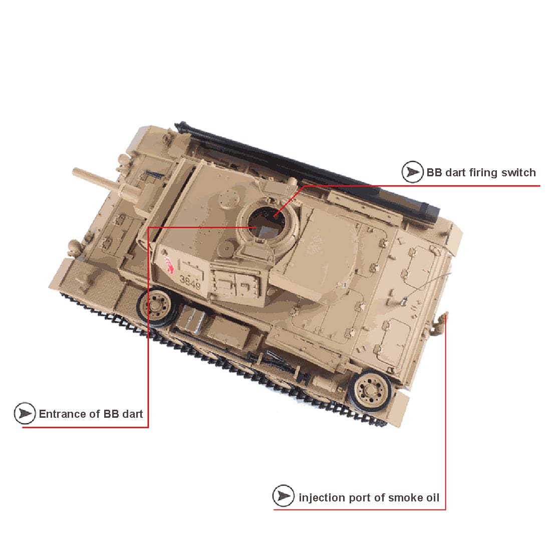1/16 Scale German Panzer III H RC Tank Metal Ultimate Edition 6.0 System Smoke Sound-helloworld7