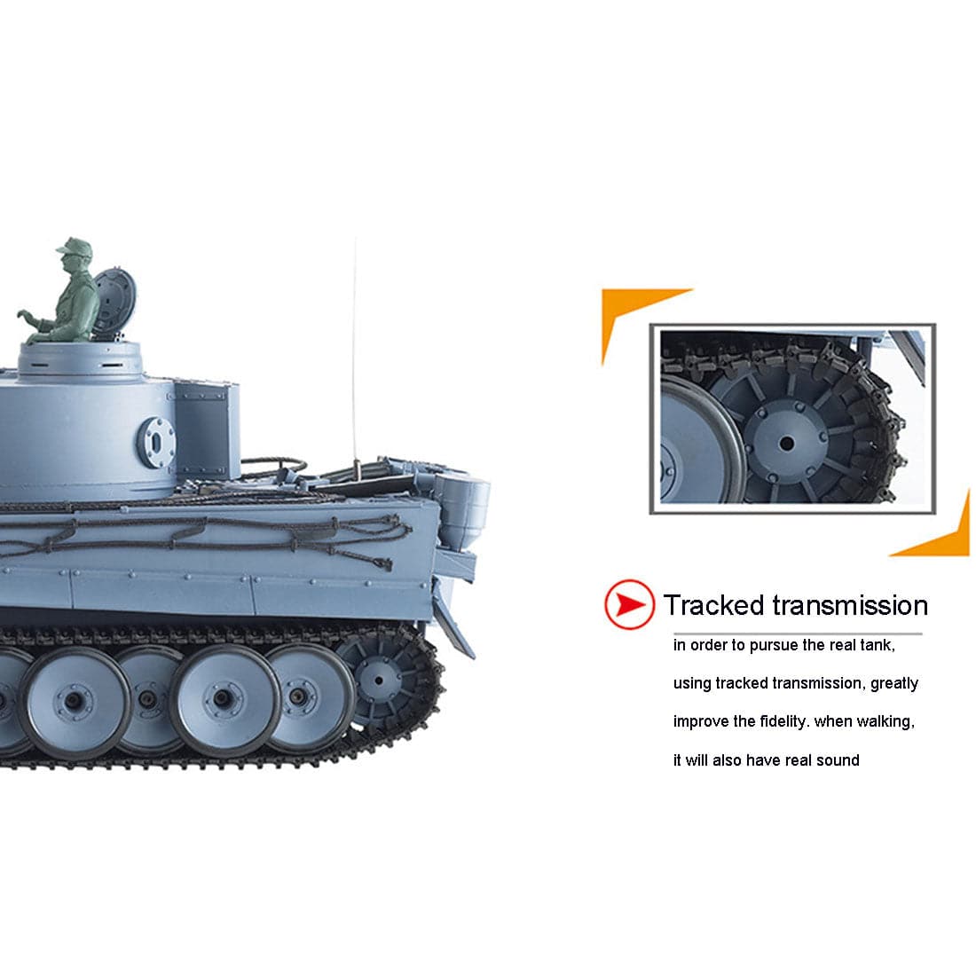 1/16 Scale German Tiger I Heavy RC Tank with Smoke Sound and BB Shooting Basic Edition-helloworld7